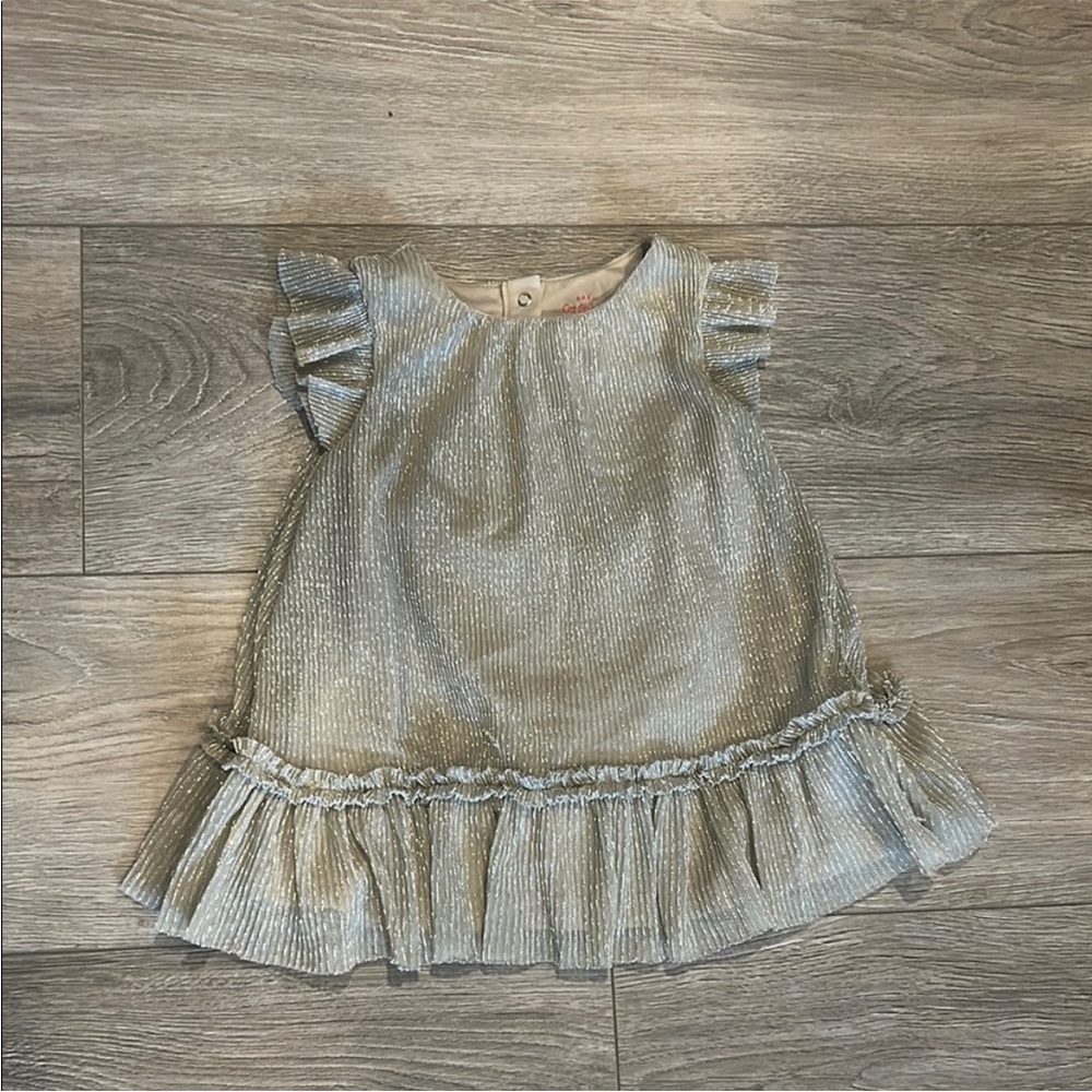 Gold Ruffle Sleeve Dress Size 12‎ Months